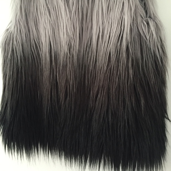 BCBGMaxAzria Black and Gray Ombre Faux Fur Vest - Picture 6 of 16